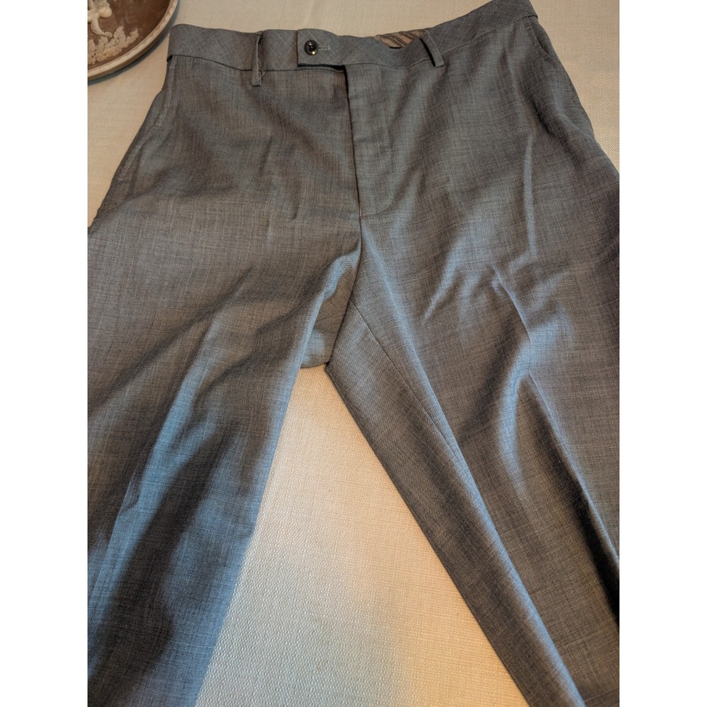 Saddlebred Men's Gray Twill Dress Pants 36 x 30 Flat Front Straight Leg Pockets
